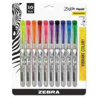 Zebra Zazzle Liquid Ink Chisel Tip Highlighters - Assorted Ink Colors (10/Pack) 