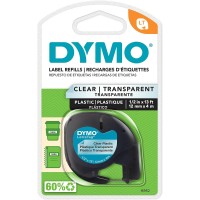DYMO Authentic Tape for LetraTag Label Makers - Black On Clear Plastic - 1/2'' W x 13' L (16952)