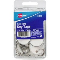 Avery Metal Rim Key Tags - Round 50 / Pack - White (AVE11025)