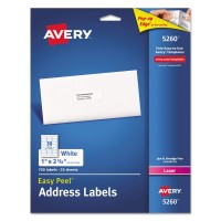 Avery® Easy Peel Mailing Address Labels, Laser, 1 x 2 5/8, White, 072782052607