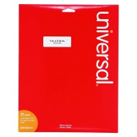 Universal® Laser Printer Permanent Labels, 1 x 2 5/8, White, 750