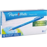 Papermate FlexGrip Ultra Ballpoint Stick Pen - Medium Blue Ink (x12) - 9610131