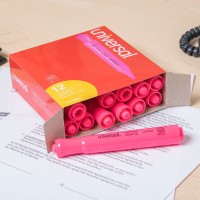 Universal Fluorescent Pink Chisel Tip Desk Style Highlighter - 12/Box
