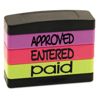 Trodat Interlocking Assorted Fluorescent Stack Stamp - Approved, Entered, Paid (1.81" x0.63") 