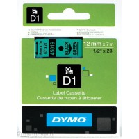 Dymo D1 Tape 12mm X 7mm - Black On Green (45019- S0720590)