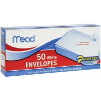 Mead #10 Envelopes, Press-It Seal-It, White, 50/Box