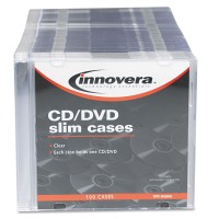Innovera 85800 CD/DVD Polystyrene Thin Line Storage Case, Clear, 100/Pack