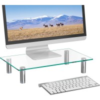 WALI Tempered Glass Desktop Monitor Adjustable Riser / Stand 