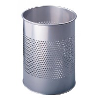 Durable Metal Waste Bin Basket - Silver
