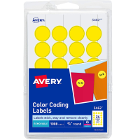 Avery Print/Write Self-Adhesive Removable Labels, 0.75 Inch Diameter, Yellow, 1,008 per Pack (5462)