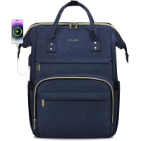 LOVEVOOK Laptop Backpack 15.6 Inch With USB Charging Port - Dark Blue