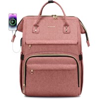 LOVEVOOK Laptop Backpack 15.6 Inch With USB Charging Port - Light Pink