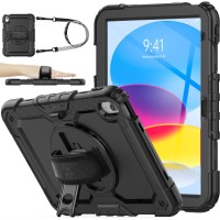 SEYMAC iPad 10th Generation 10.9" Case (2022) - Full-Body Protection, Screen Protector, Hand Strap/Stand 