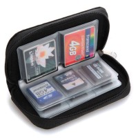Durable Memory Card Cases,22 Slots SD SDHC MMC CF Micro SD Memory Card Case Holder Pouch Zippered Storage Bag (Black)