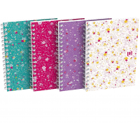Oxford, A5 hardcover, double spiral ring notebook, diary, pack of 5, lined, white, 120 pages, 3 designs, assorted, gift idea, floral meadow