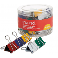 Universal 31029 Medium Binder Clips, 5/8-Inch Capacity, 1 1/4-Inch Wide, Assorted Colors, 24/Pack