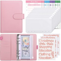 SKYDUE Budget Binder with 8pcs Zipper Envelopes - Pink