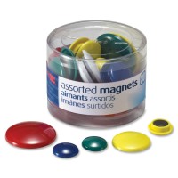 Officemate Assorted Magnets, Circles, Assorted Sizes & Colors, 30