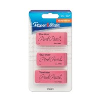 Pink Pearl Eraser For Pencil Marks, Rectangular Block, Large, Pink, 3/Pack