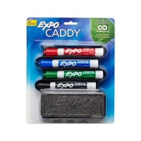 EXPO® Mountable Whiteboard Caddy, With 4 Markers/Eraser, Set 071641031210
