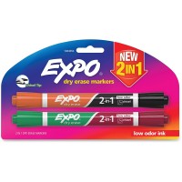 EXPO Dry Erase 2-in-1 Markers, Chisel Tip, Assorted, 2-Count