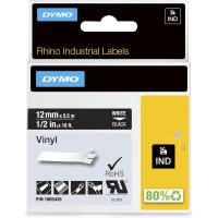 Dymo Rhino Industrial 1/2" x 18' Vinyl Labels - White On Black (1805435)