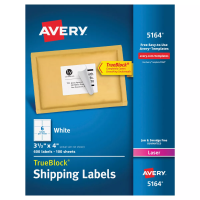Avery TrueBlock Shipping Labels 3 1/3 x 4" - Pack of 600 - White