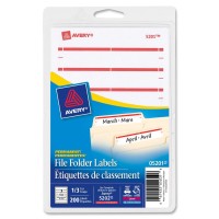 Avery File Folder Labels, 1/3 Cut, White/Orange Bar, 252 Labels