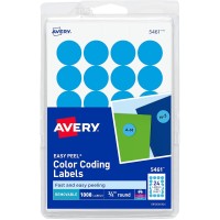 AVERY COLOR CODING LABELS, 3/4In (DIAMETER) - LIGHT BLUE