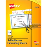 Avery Clear Self-Adhesive Laminating Sheets, 3 mil (73601)  9 x 12