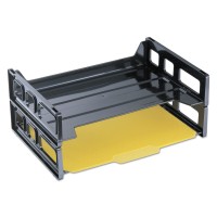 Universal 08100 Side Load Letter Desk Tray, Two Tier, Plastic, Black