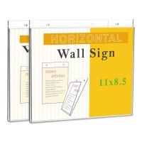 Wall Mount Sign Holder 11" x 8 1/2", Horizontal, Clear, 2/Pack