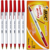 Bic Round Stic Ball Point Pen 1.0mm Med Moy RED 12X