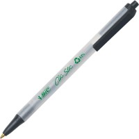 Ecolutions Clic Stic Ballpoint Pen Retractable, Medium 1 mm, Black Ink, Clear Barrel 12x