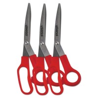 UNV92019 - Universal Stainless Steel Scissors, red 3 Packs