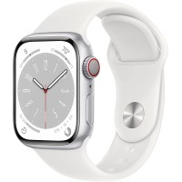Apple Watch Series 8 (GPS) 45mm Aluminum Case with White Sport Band - S/M - Silver