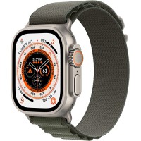 Apple Watch Ultra 49mm Titanium Case with Green Alpine Loop - Large - Titanium