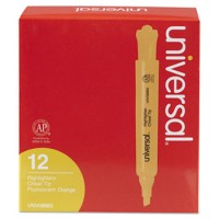Universal Desk Highlighter, Chisel Tip, Fluorescent Orange, 12/per pack