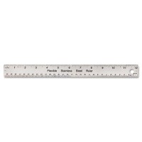 Stainless Steel Ruler With Cork Back and Hanging Hole, 12", Silver