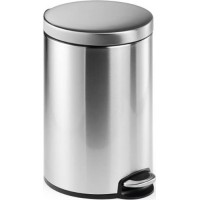 Durable Round Pedal Bin 12 Liter Waste Bucket - Silver