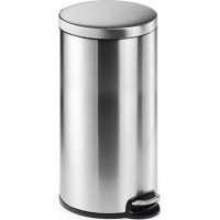 Durable Round Pedal Bin 30 Liter Waste Bucket - Silver