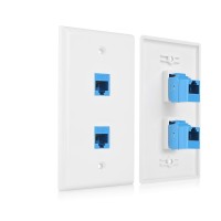 Cable Matters 2 Port Ethernet Cat6 Wall Plate with Blue Keystone Jack - 2 Pack