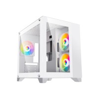ARGB-Q3 Tempered Glass Micro ATX Gaming Computer Case - 3x ARGB Fans - White