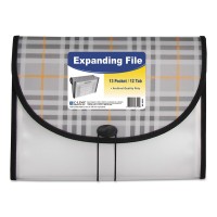 C-line 13-Pocket Expanding File, 9" Expansion, Letter, Gray Plaid