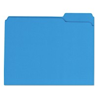 UNV16161 Letter Size File Folder - Standard Height with 2-Ply 1/3 Cut Assorted Tab, Blue- 1/Folder