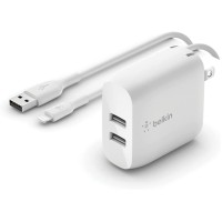 Belkin Dual USB Charger 24W + Lightning Cable Dual USB Wall Charger