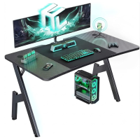 HLDIRECT 55 Inch Gaming Desk with Cable Management - Carbon Fiber Black