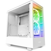 NZXT H5 Elite Compact ATX Mid-Tower PC Gaming Case - Built-in RGB Lighting - Tempered Glass Front and Side Panels (2x140mm RGB Fans Included) - White 