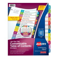 Avery Big Tab Insertable Divider (Jan - Dec) Multicolor