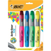Bic Brite Liner Highlighter with Rubber Grip, Chisel Tip, Assorted